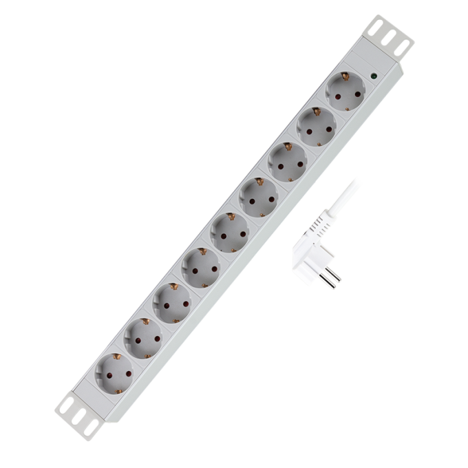 Logilink 19" PDU 9 utas német aljzat, világosszürke