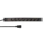 LogiLink 19" PDU 8-utas német aljzat, IEC csatlakozóval és túlterhelés elleni védelemmel