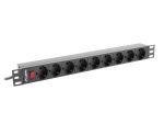 Lanberg 9 foglalatú elosztó (PDU) 19" 1U 16A 3M fekete