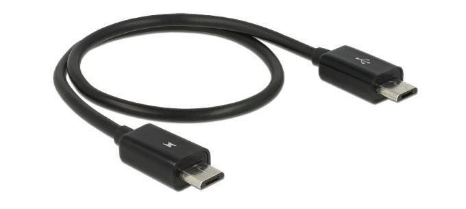 Delock tápfeszültség-megosztó Micro USB-B dugó OTG kábel 0.3m (83570)