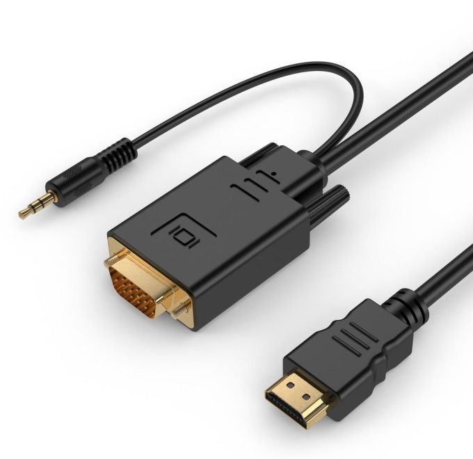Gembird HDMI-VGA és audio kábeladapter, egy port, 1,8 m, fekete (A-HDMI-VGA-03-6)